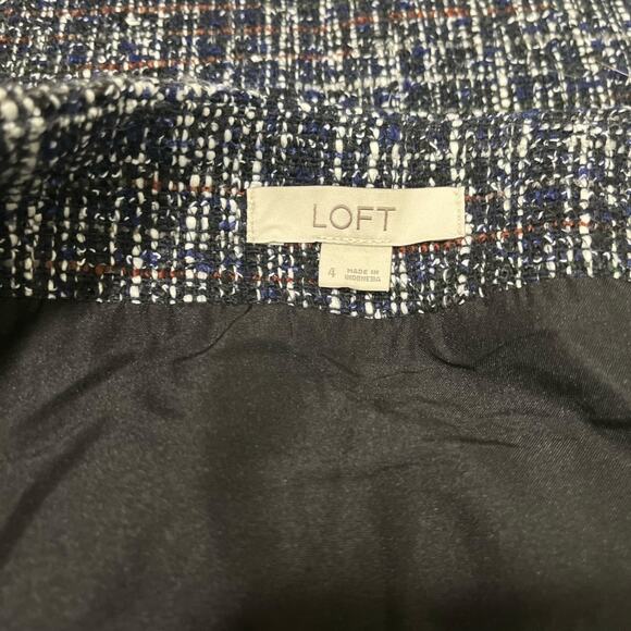 Ann Taylor Loft Womens Blue Wool Blend Tweed Faux Wrap Skirt Size 4 - Picture 5 of 7